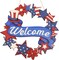 4th of July Decorations Wooden Welcome Sign, Wooden American Flag Star Wreath, Outdoor Wall Hanging for Front Porch, Memorial Day Home Decor (4th of July)